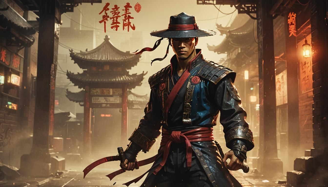 Cyberpunk Kung Lao Portrait in Neon Alleyway