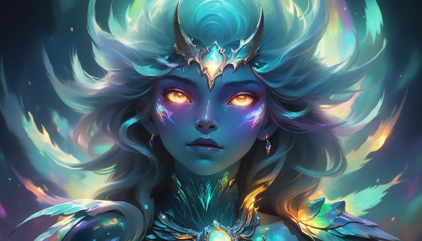 Mystical Opal Hellspawn in Moonlight: Digital Concept Art