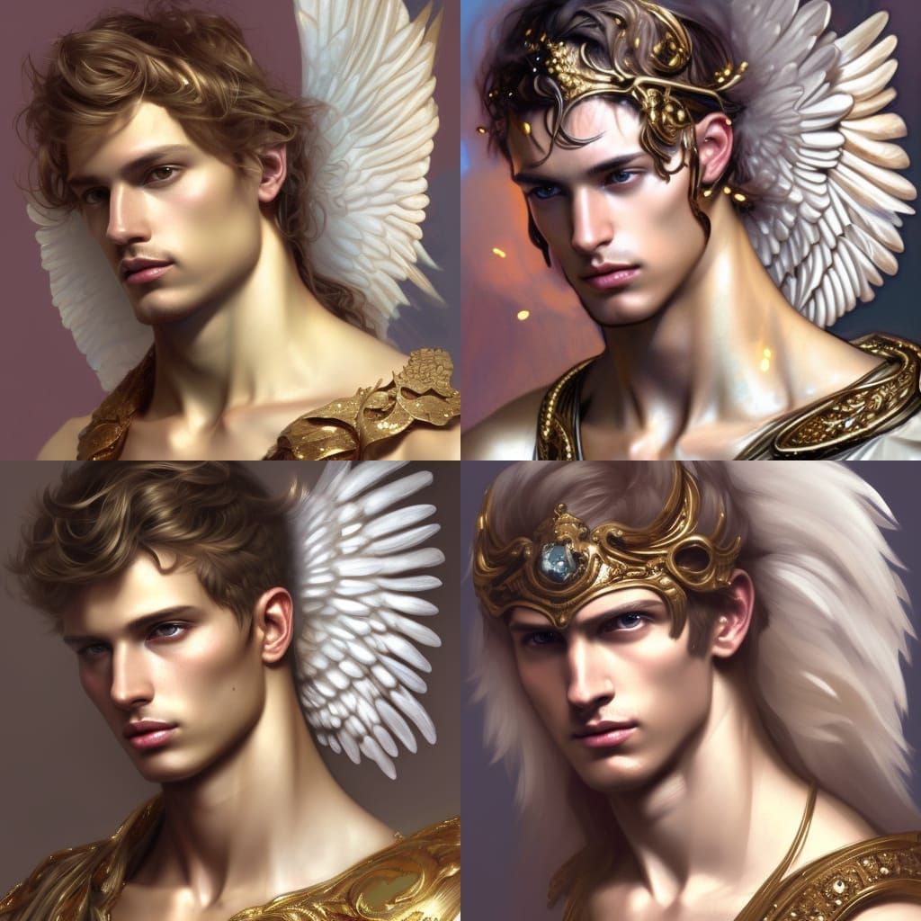 Ethereal Angelic Male Model with Gold Accessories