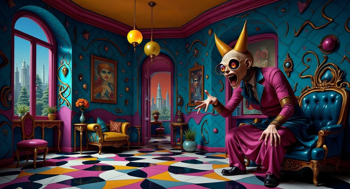 Surreal Melting House with Abstract Designs