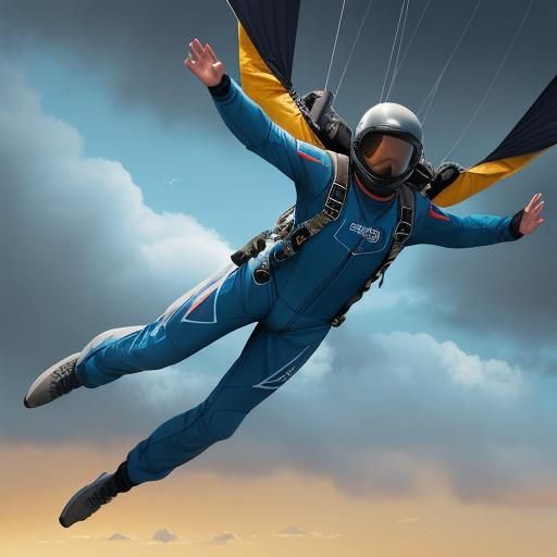 Skydiver in Storm: Pixar Style Digital Art
