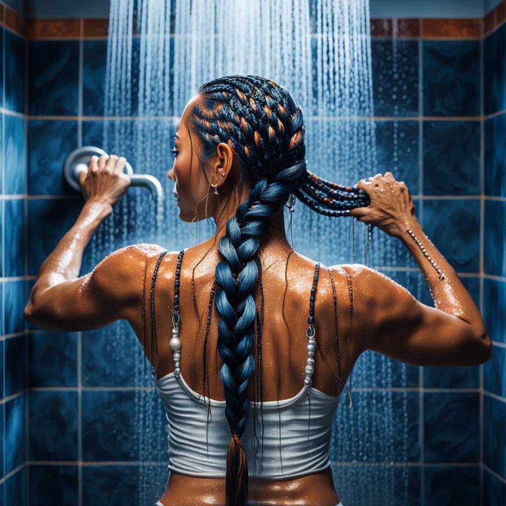 Filipina Woman in Shower: Fantasy Concept Art
