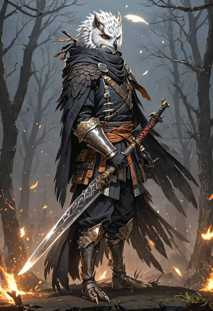 Owl Ninja Anti-Hero Portrait in 3D Anime Style