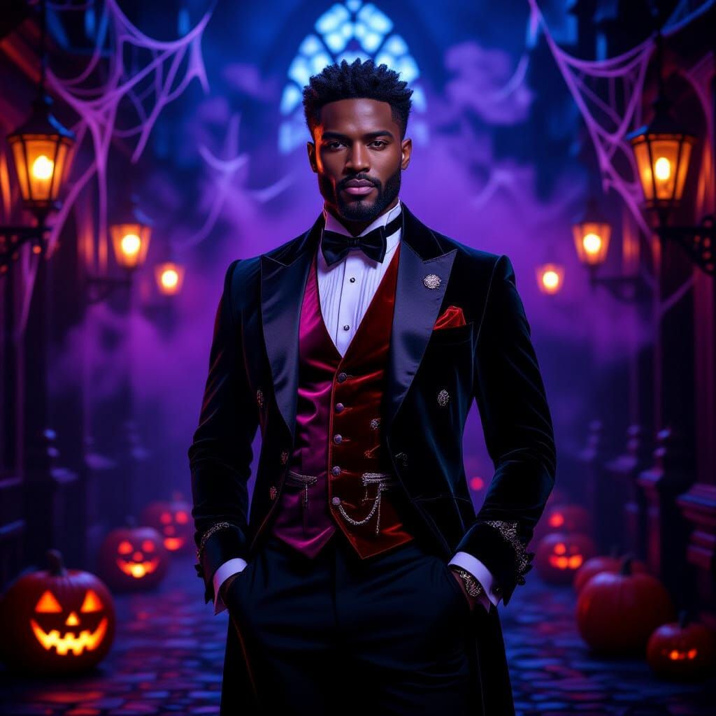 Handsome Man at Gothic Festival in Cinematic Realism