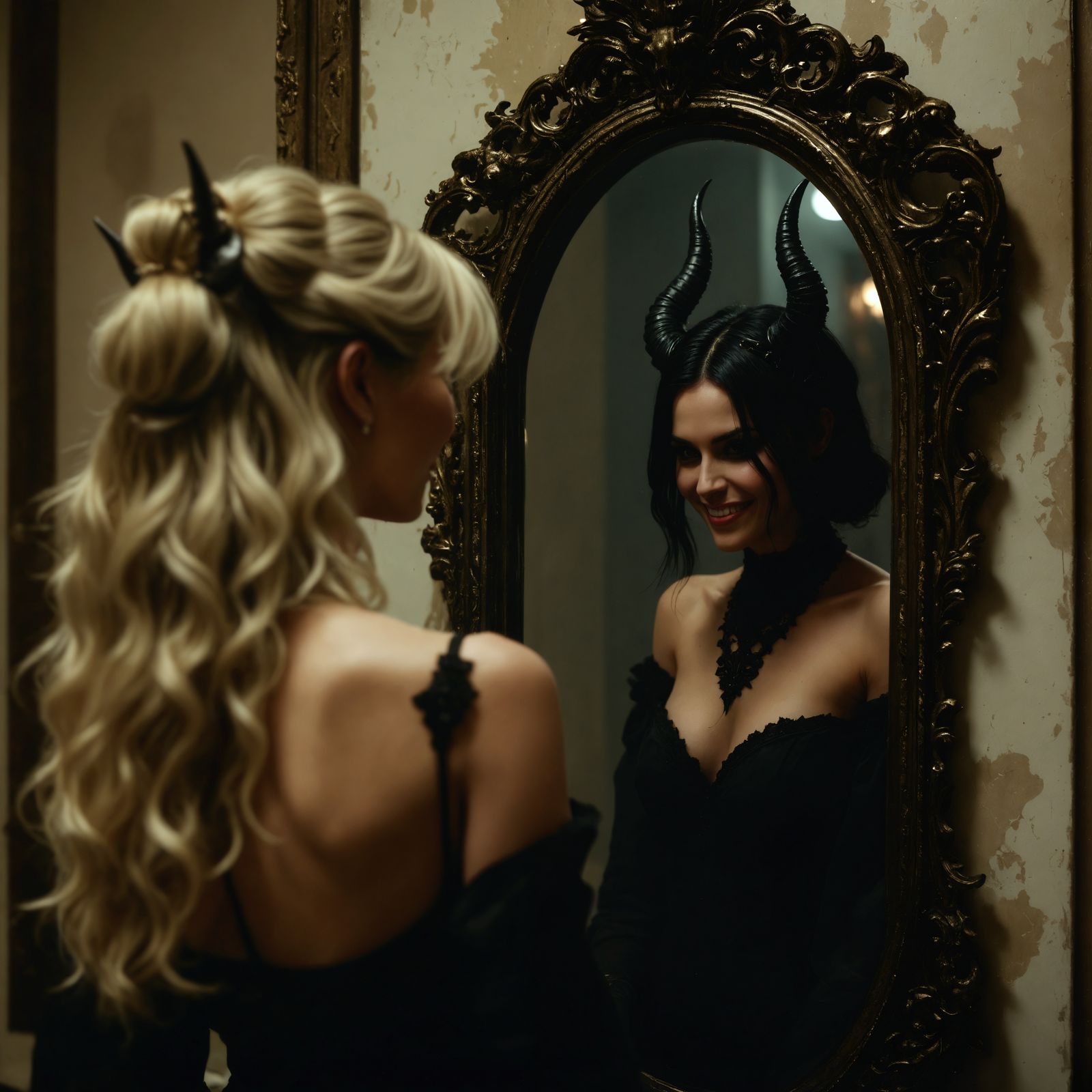 Angel vs. Demon in Mirrored Reflection