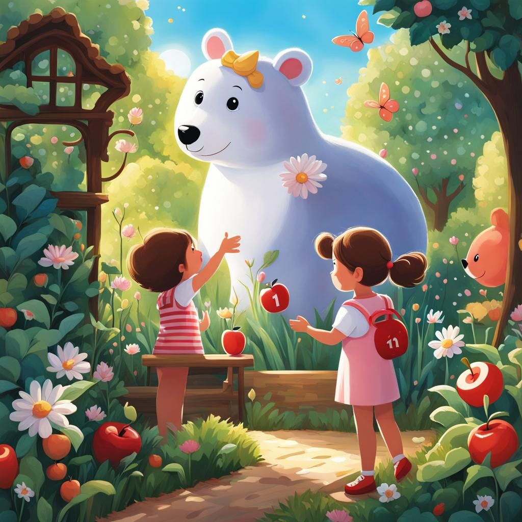 Girl and Number One in Magical Garden