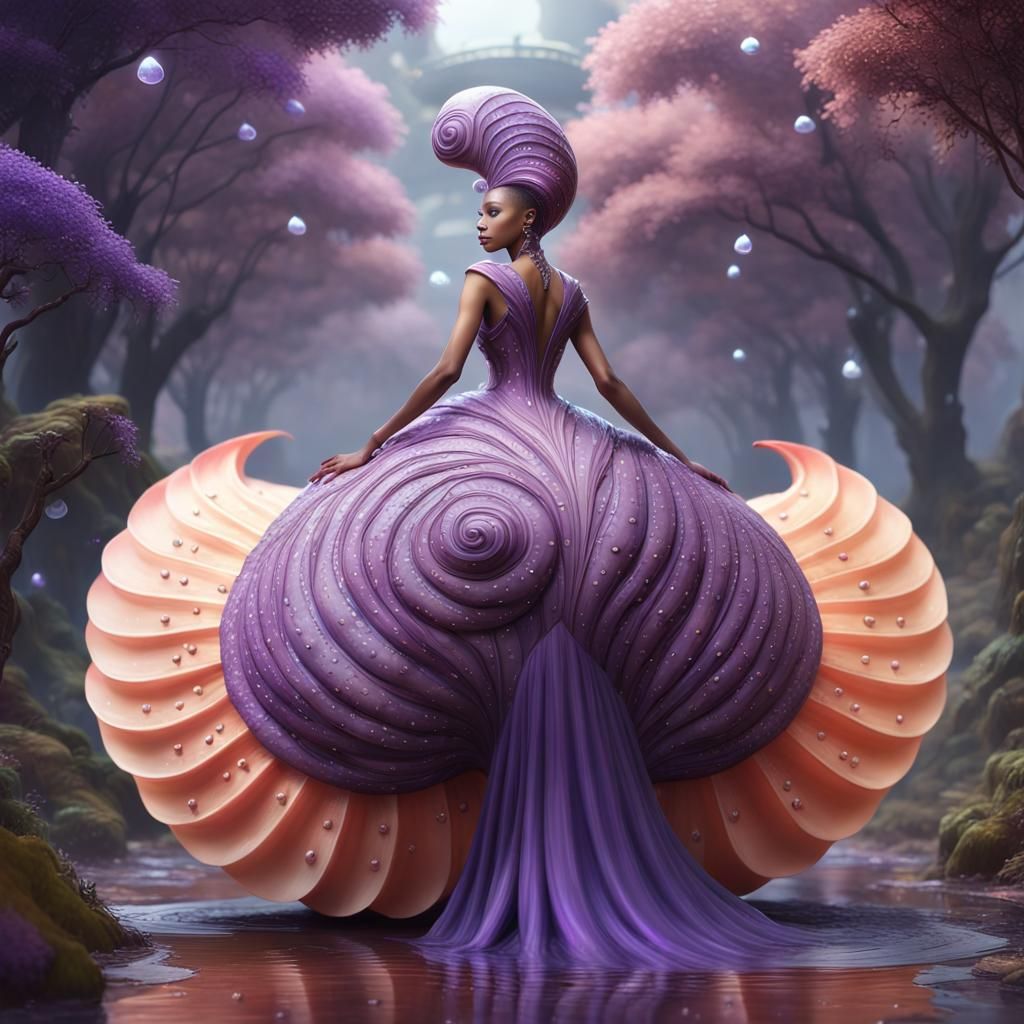Stunning Snail Costume Fashionista in Fantasy Art Style