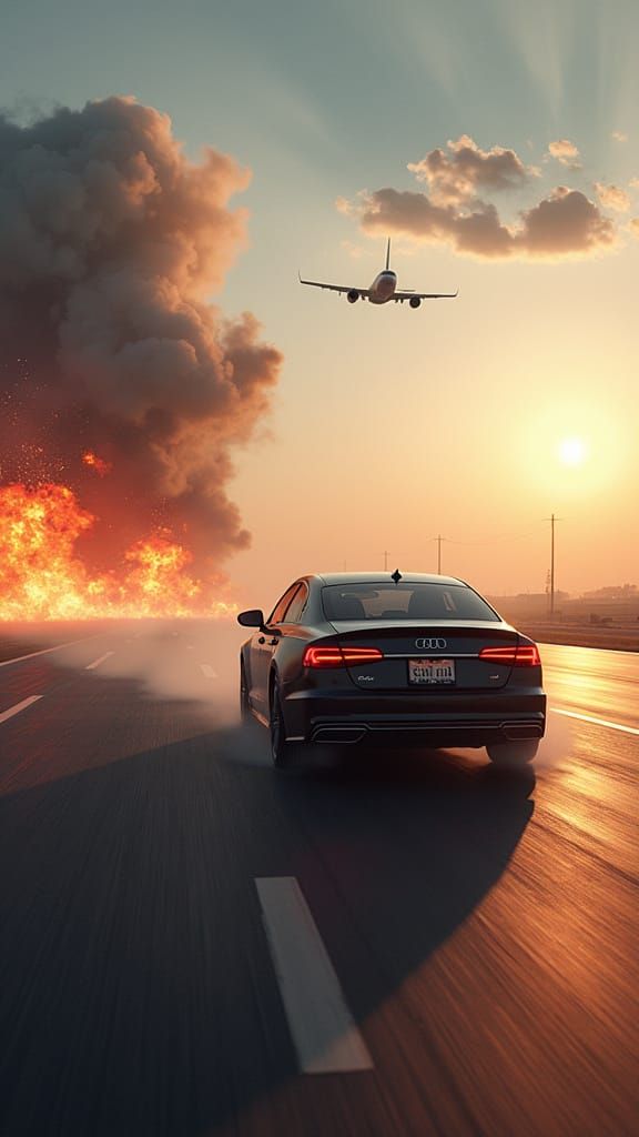 Audi Races from Explosions on Runway