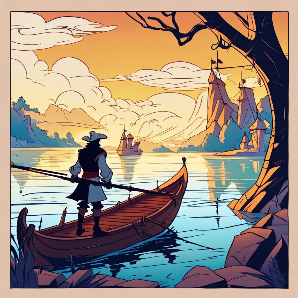Swashbuckler's Lake Search in Disney Animation Style
