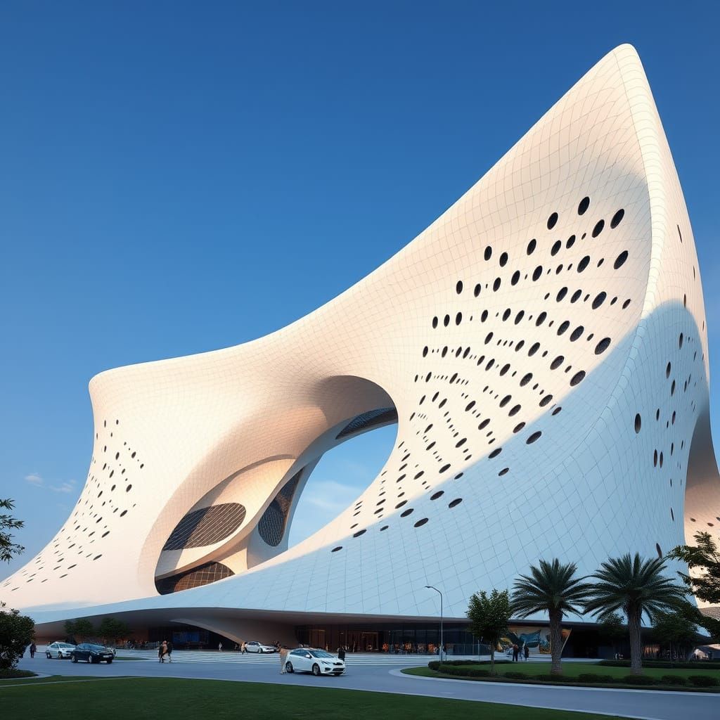 Surreal Futuristic Architecture with Contrasting Lines