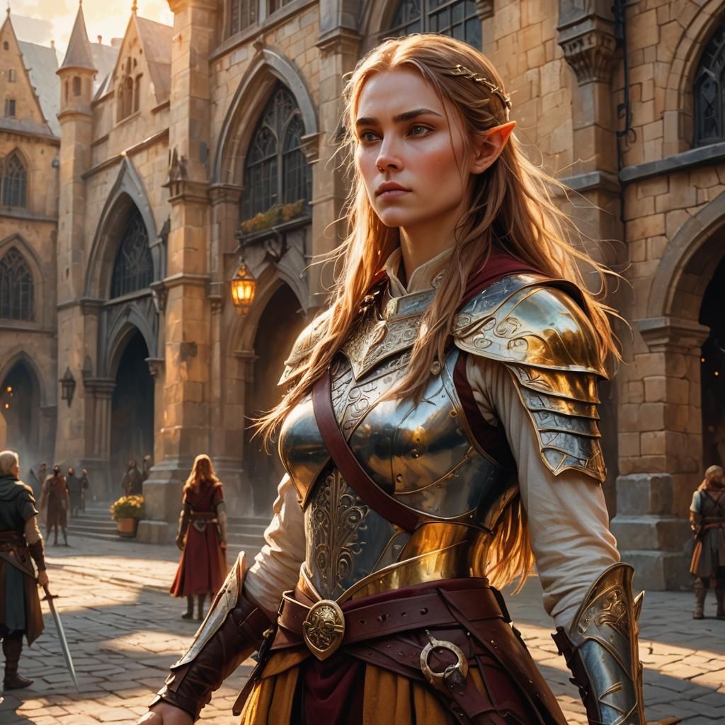 Half-Elven Warrior Portrait in Luis Royo Style