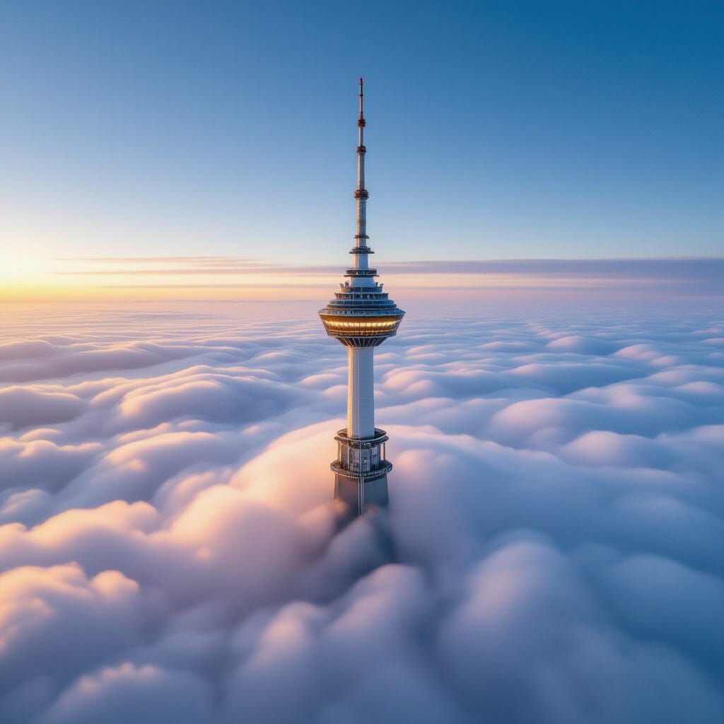 Endless Towers Above the Clouds: Digital Art