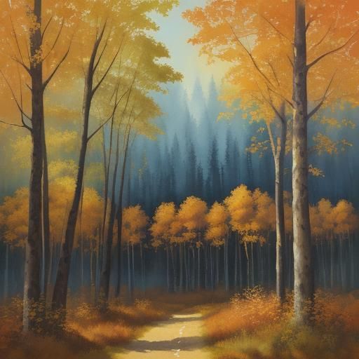 Autumn Forest in Impressionist Impasto Style