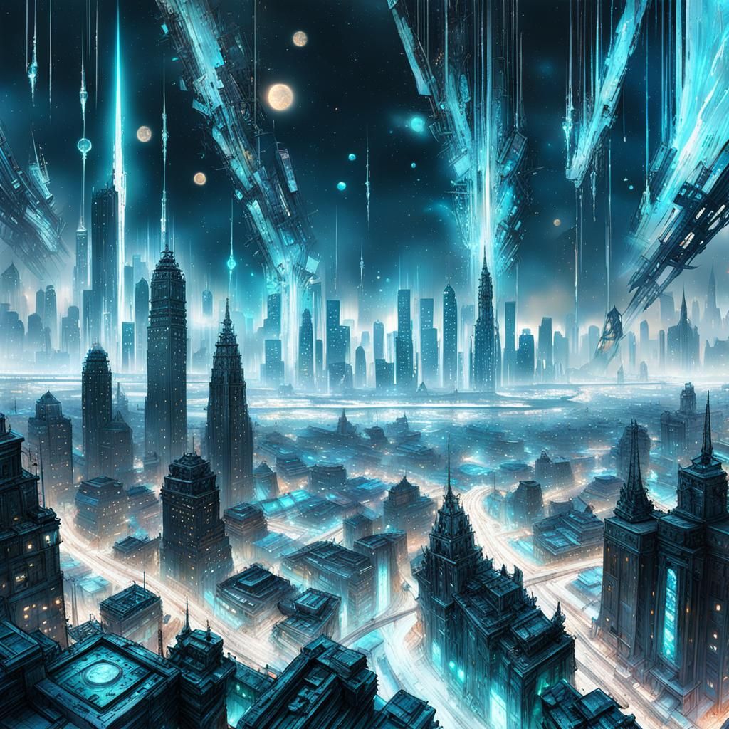 Futuristic city skyline 2