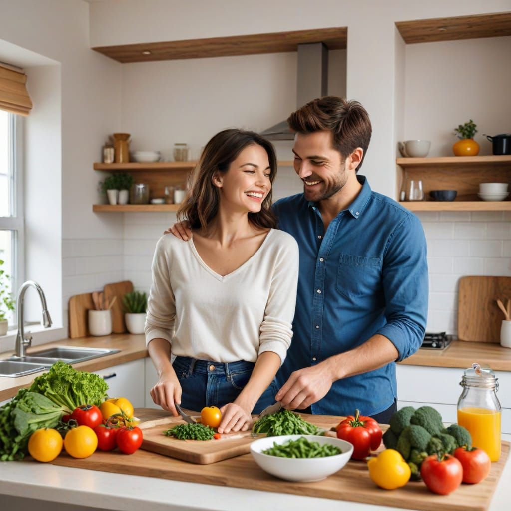 Warmth of Home: Cozy Kitchen Scene with Happy Couple