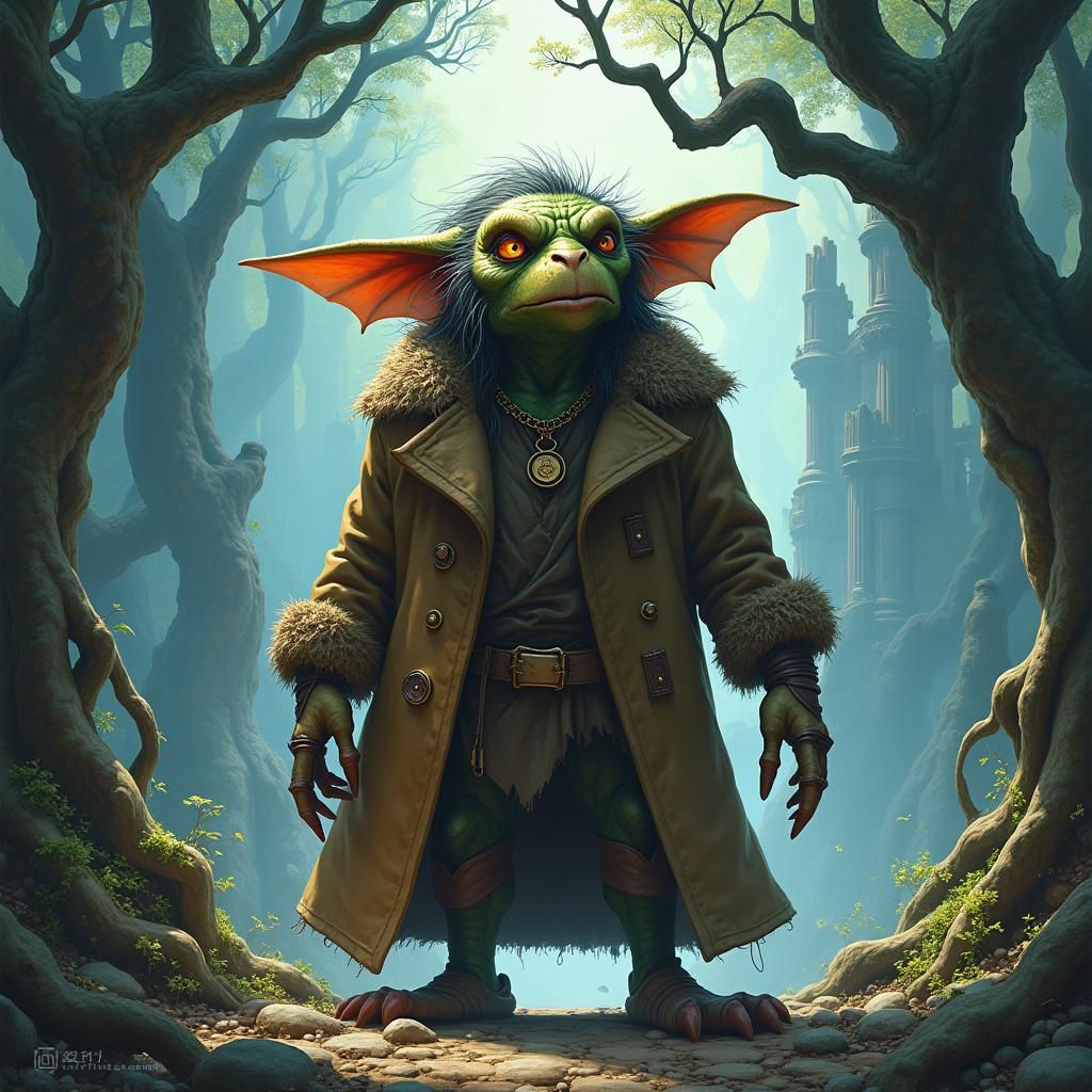 Gremlin Christopher Walken in Mystical Realm as Concept Art