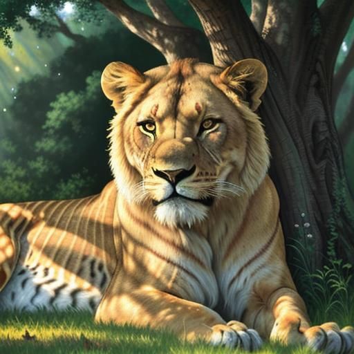 Majestic Lioness in Impressionist Oil Painting