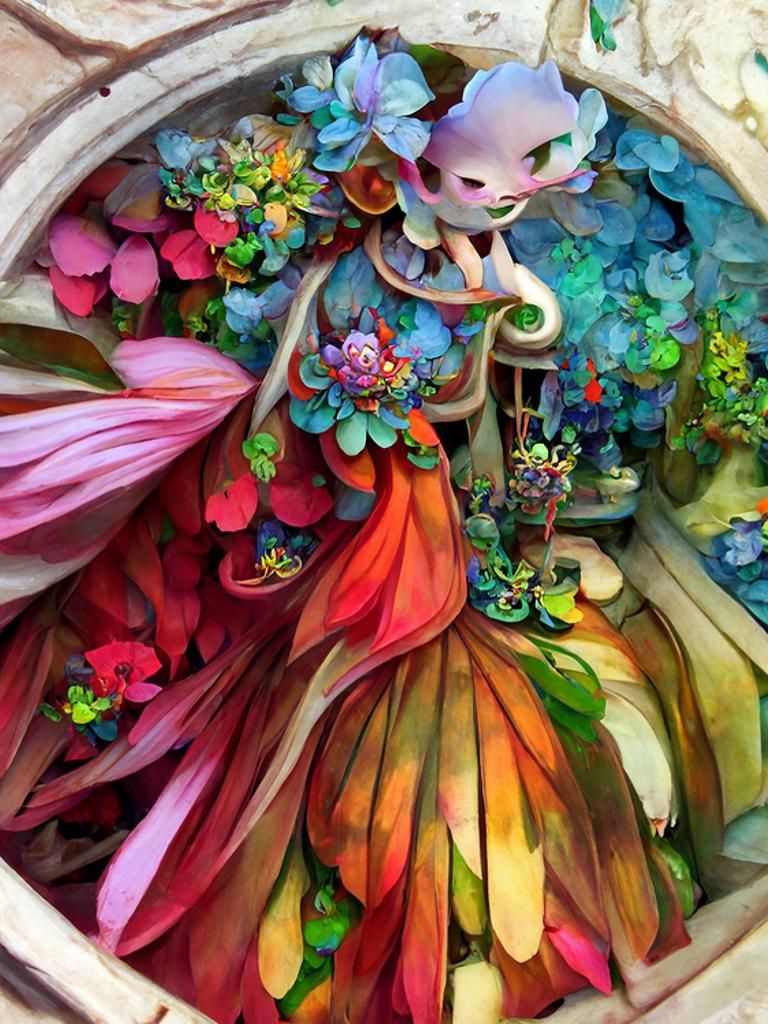 Detailed Neon Flower Painting: Fantasy Concept Art