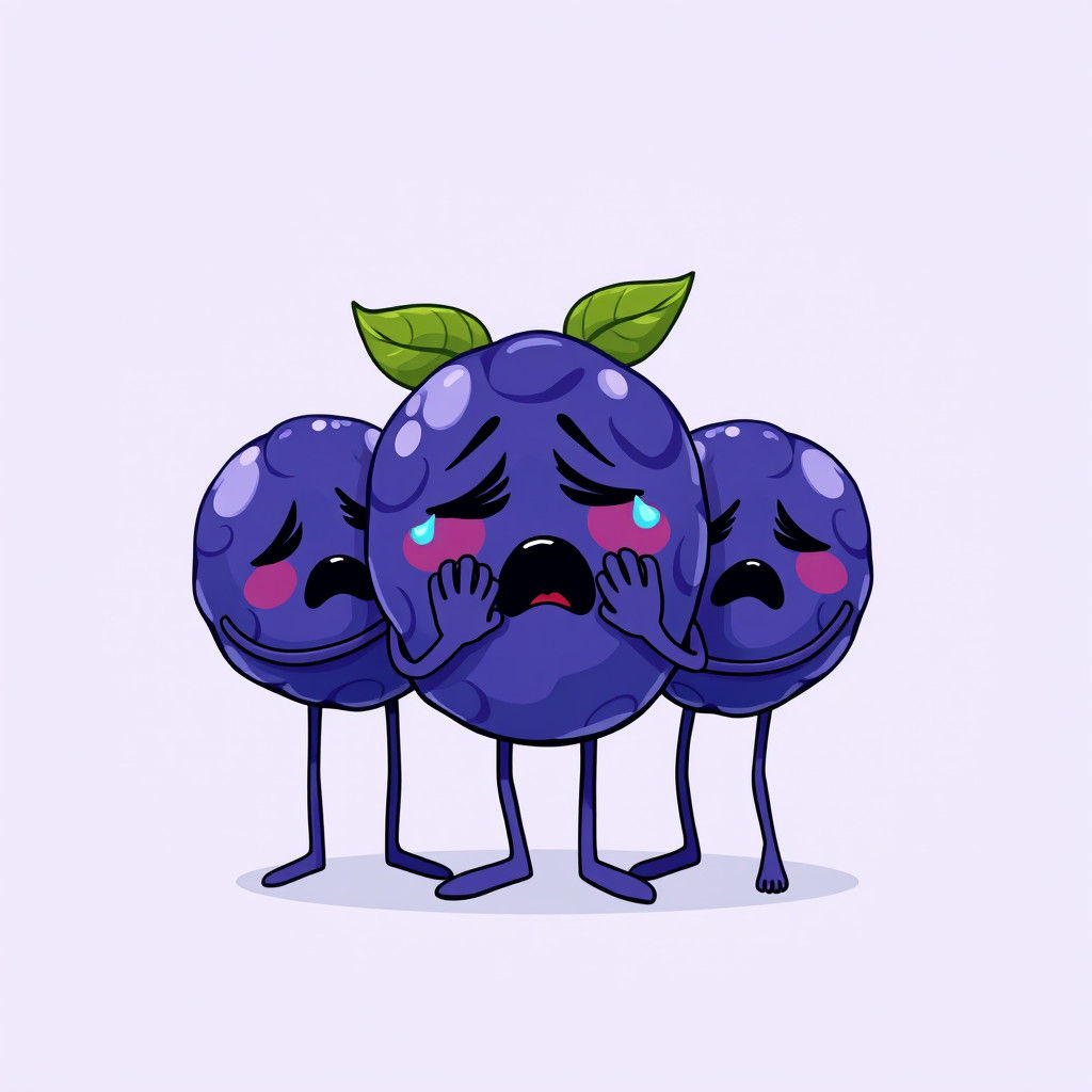 Crying Anthropomorphic Blueberries Cartoon