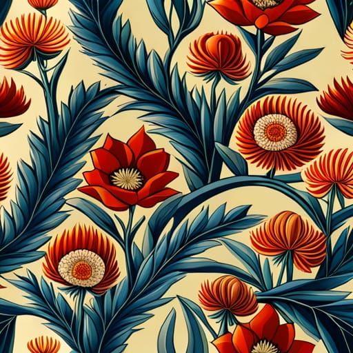 Floral Seamless Pattern in Vintage Style