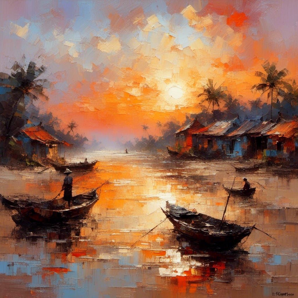 Muine Sunset: Oil Painting of South Vietnam