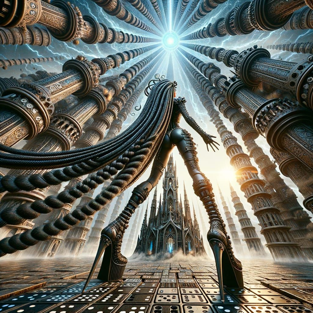 Steampunk Warrior Ascends Citadel Sky Vortex