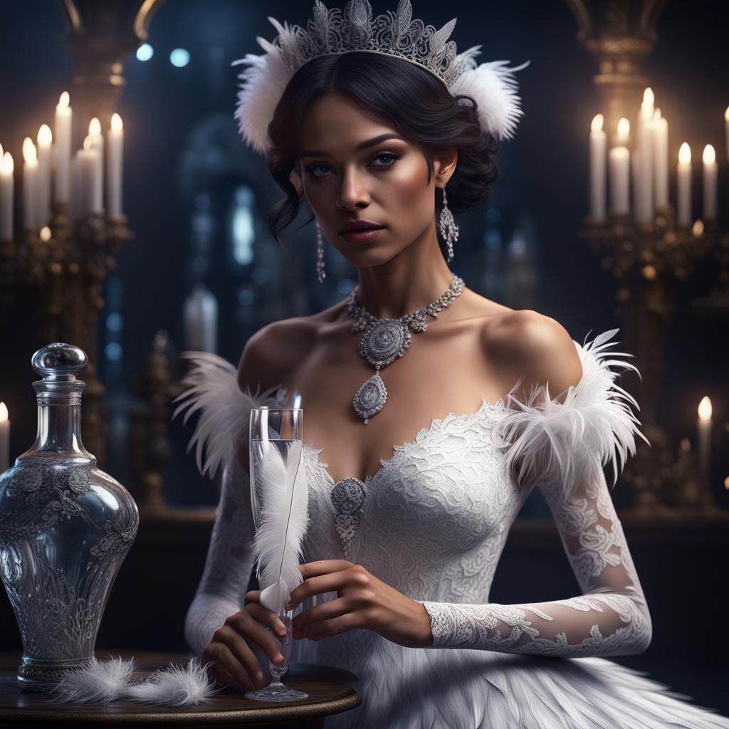 Young Woman with Black Roses and Diamonds