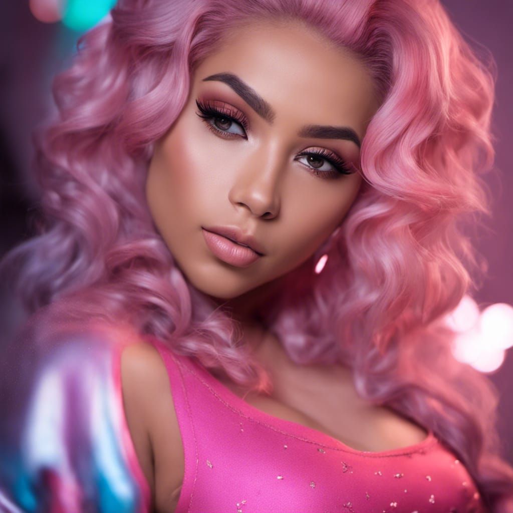 Hyperrealistic E-Girl in Pink Bedroom, Ultra Quality