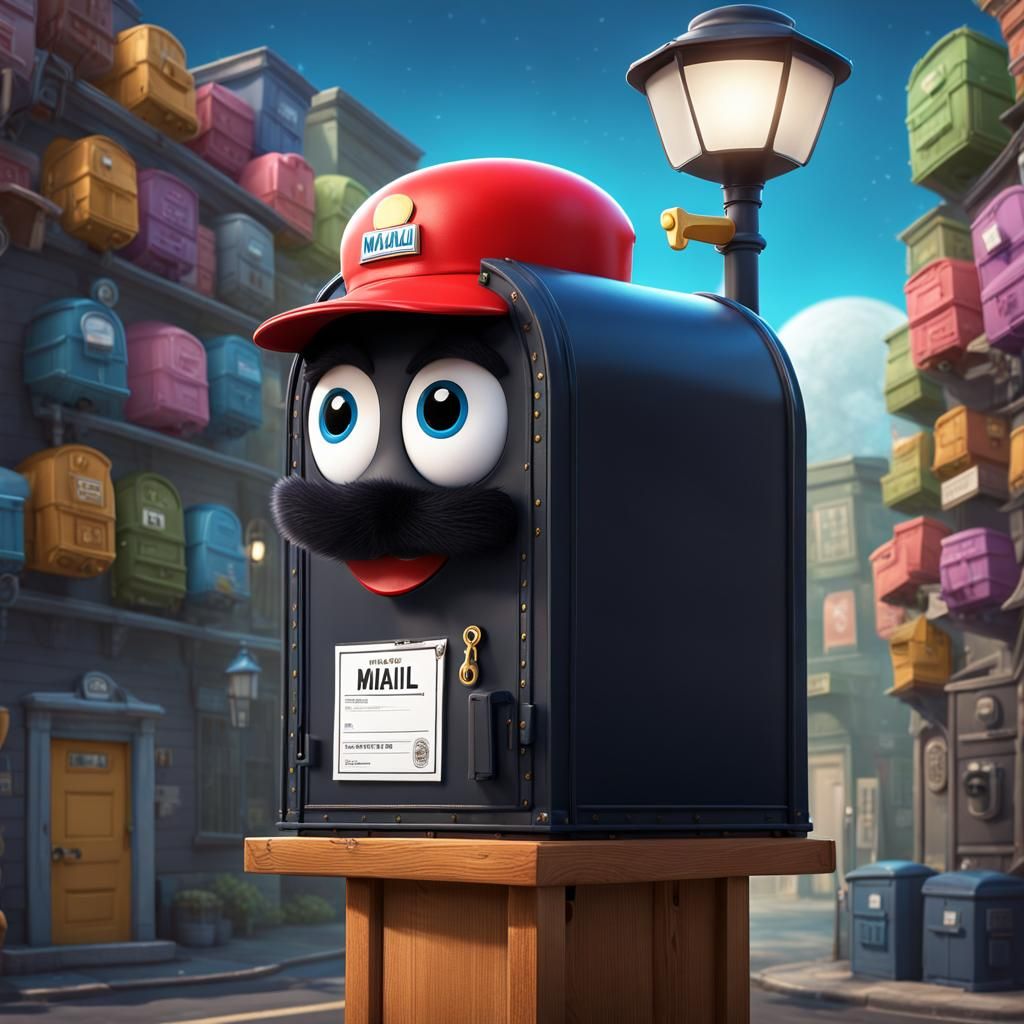 Fuzzy Mailman in Clean Mailroom: Detailed Digital Art