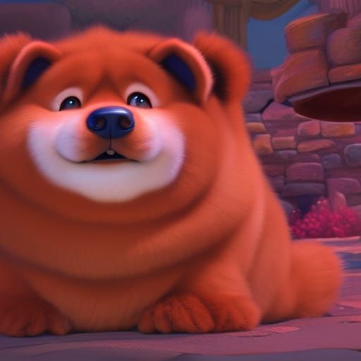 Disney Pixar Style Chow Chow Movie Poster