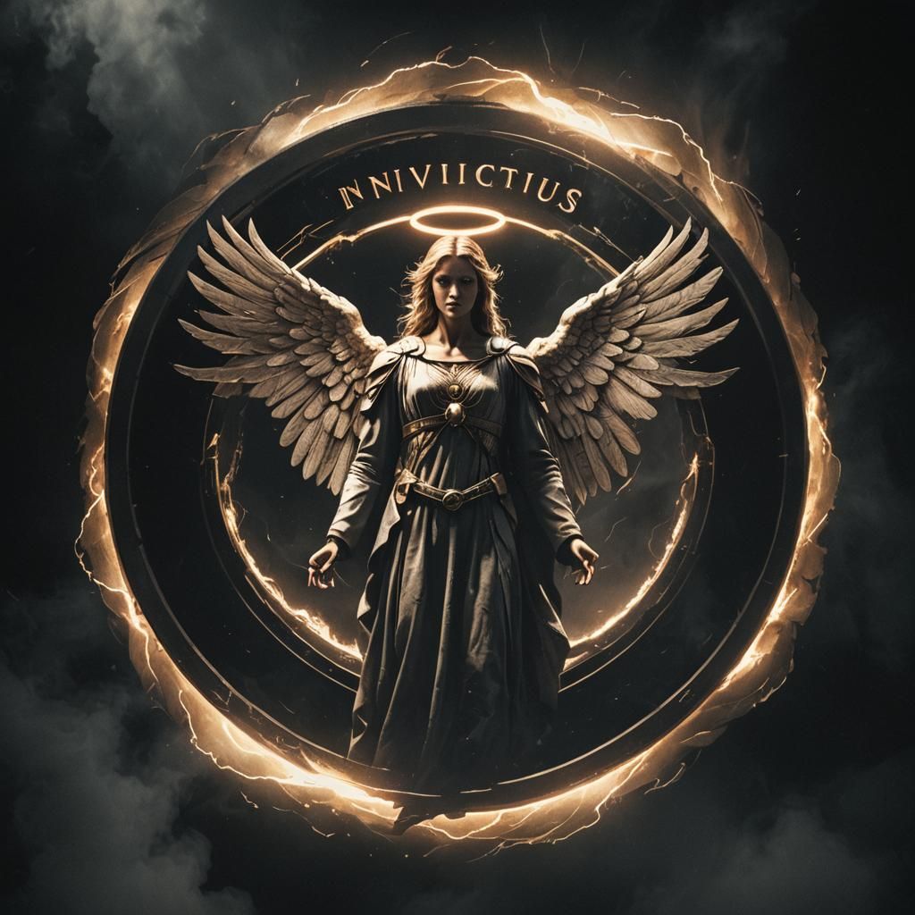 Angel Logo with Lightning Effects in Cinematic Style