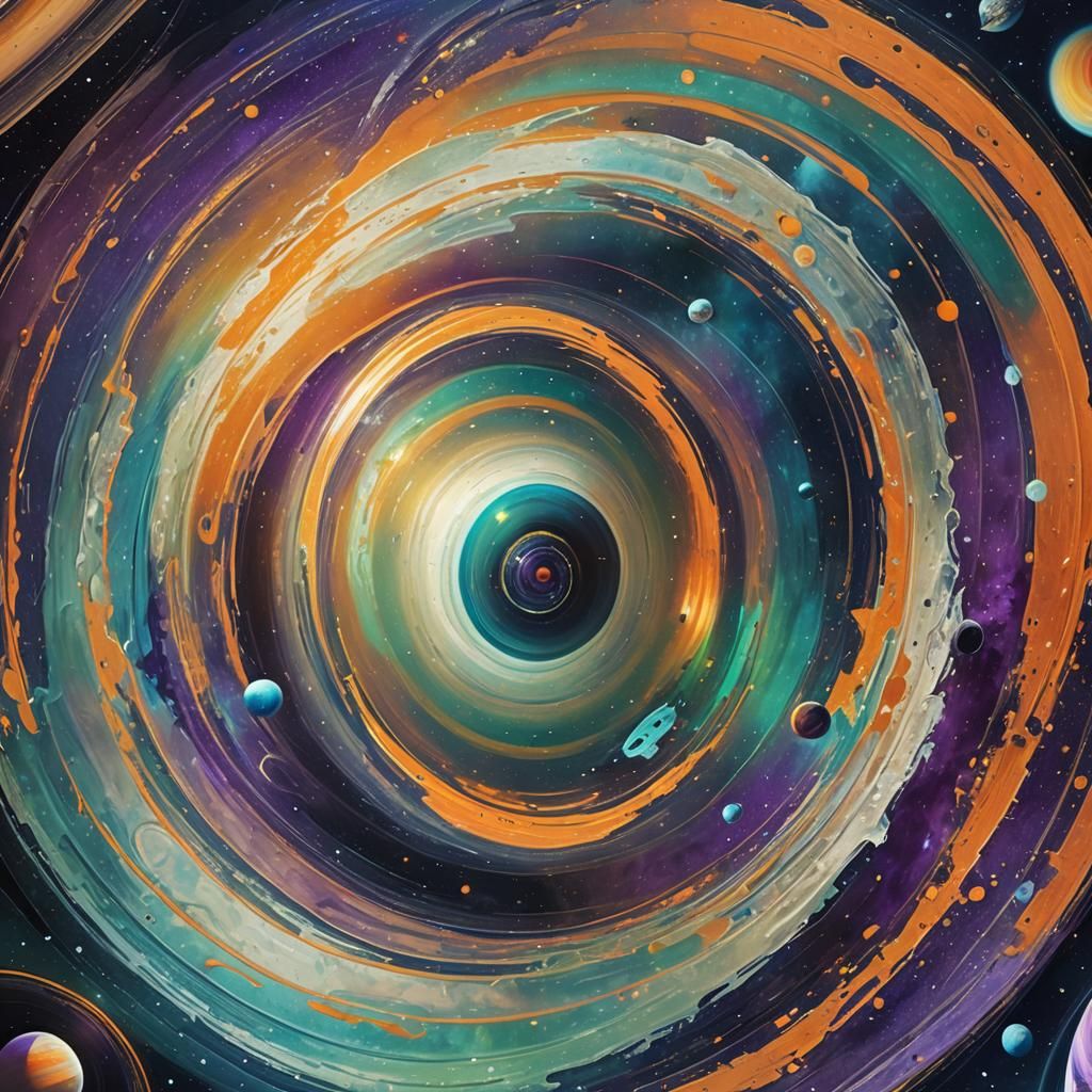Saturn's Rings in a Sci-Fi Vortex