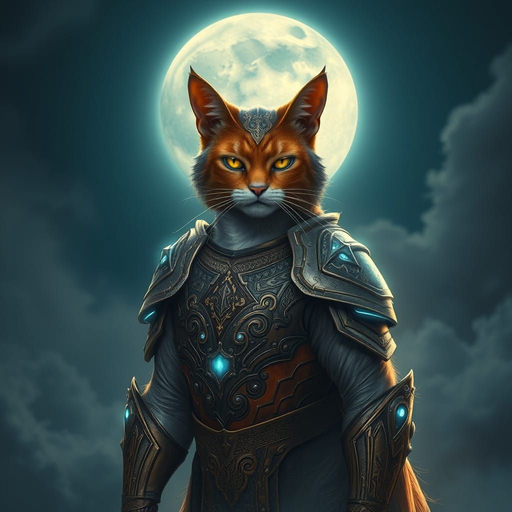 Regal Battle Cat Illuminated Under Moonlight