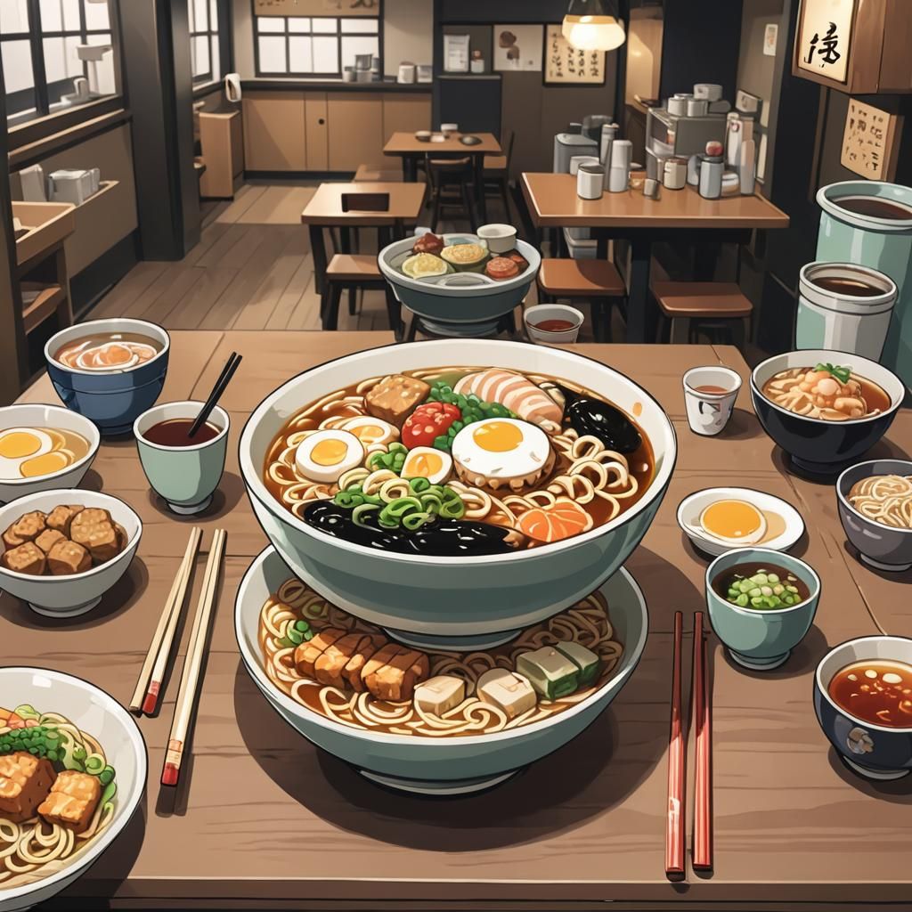Ramen Bowl in Chibi Anime Style