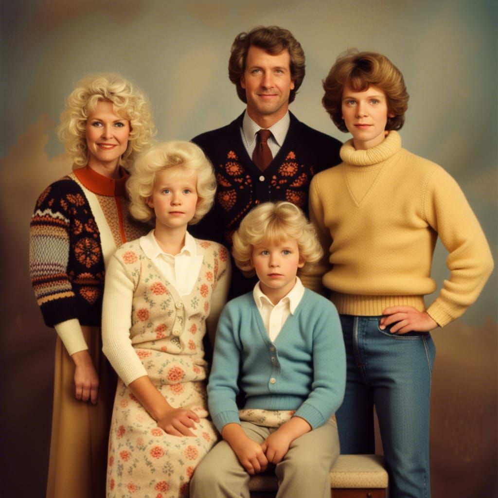 Retro 1980s Family Portrait Matte Painting