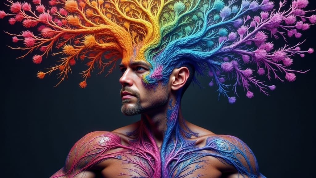 Biomechanical Android Yoga with Rainbow Moss