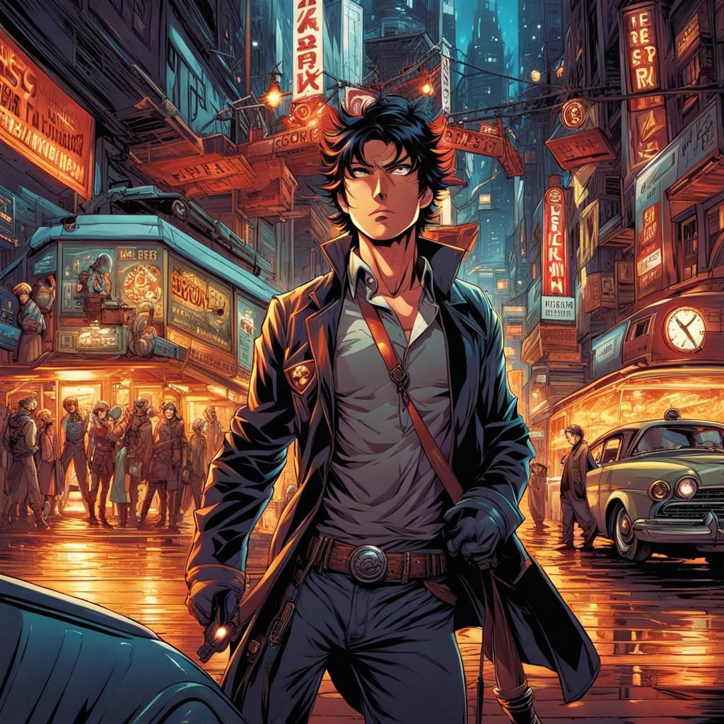 Attractive Male Anime Art in Comic Book Style