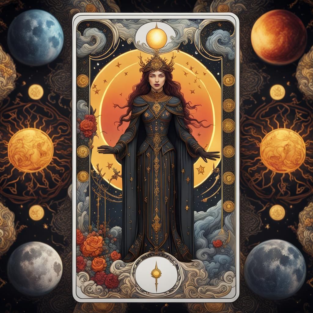 Tarot Card Deck with Moon, Sun, and Lovers Cards