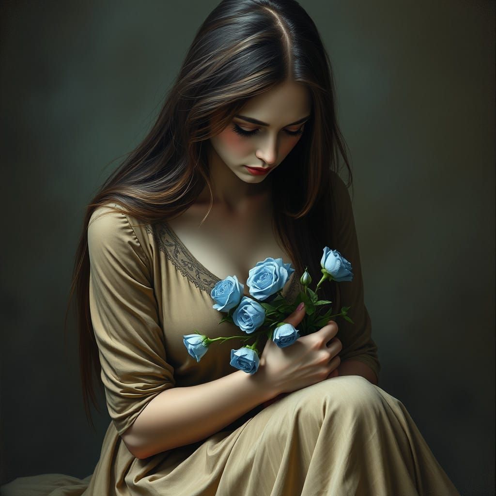 Melancholic Woman in Muted Earth Tones