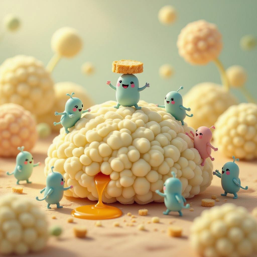 Microscopic Picnic Adventure in Cartoon Style