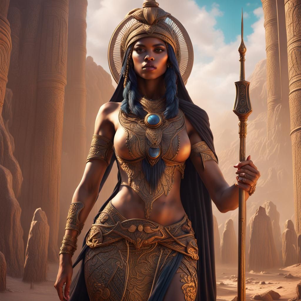 Detailed Matte Painting of the Goddess Isis