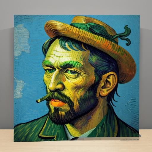 Surreal Smoker in Woodcut 3D Futurism Style