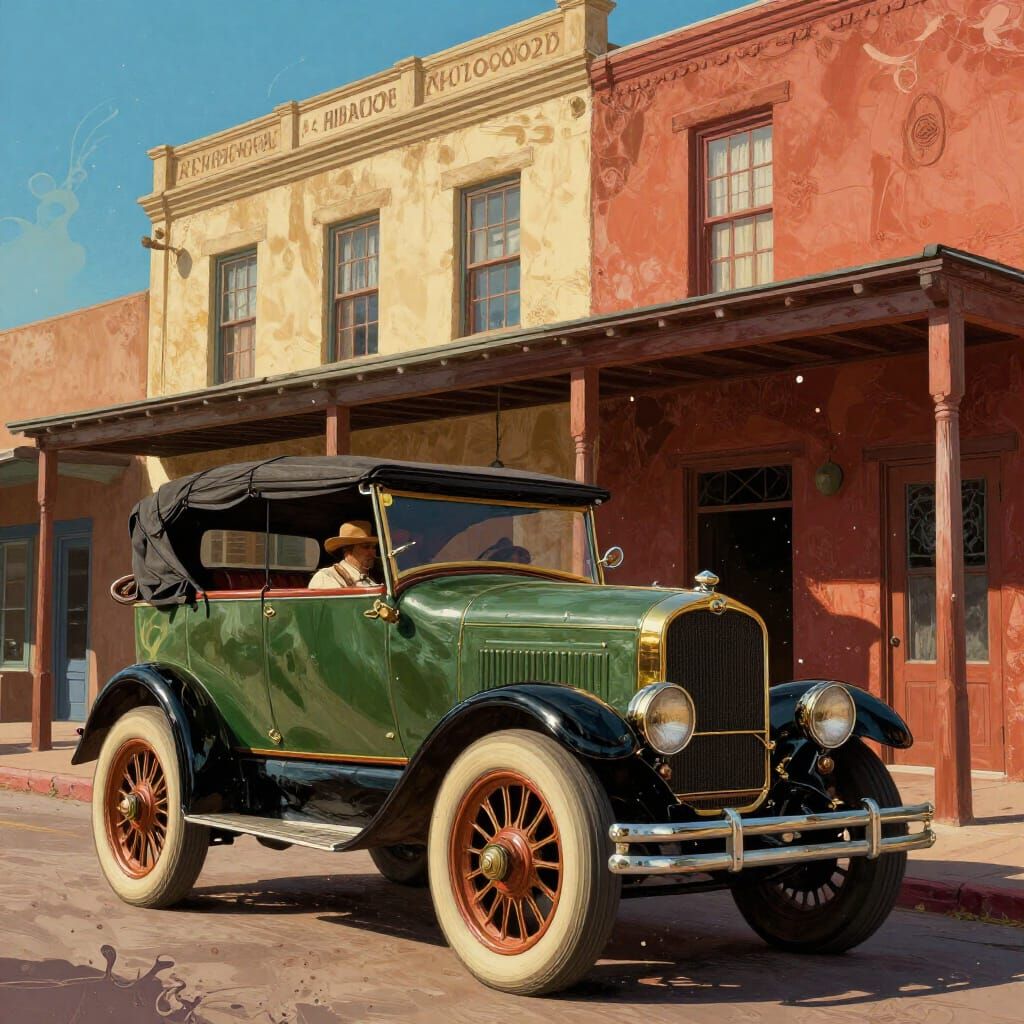 Old Town Albuquerque 1923 Hyperrealistic Splash Art