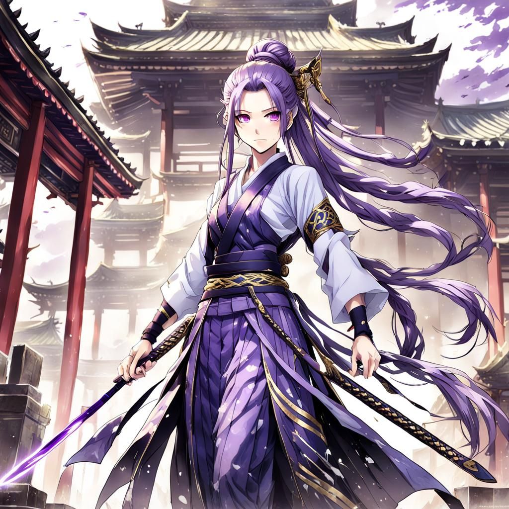 Anime Style Raiden Shogun with Electric Spear