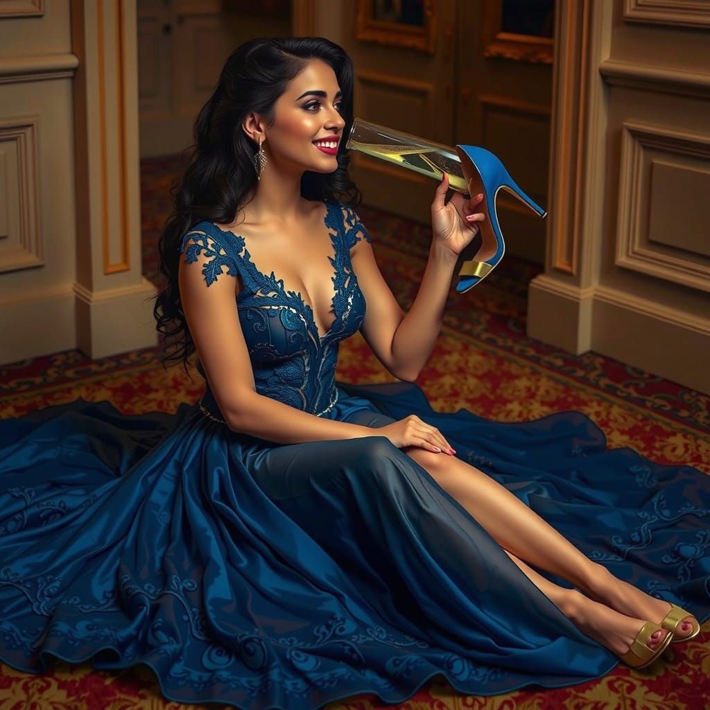 Elegant Salvadorian Woman in Opulent Setting, in the Style o...