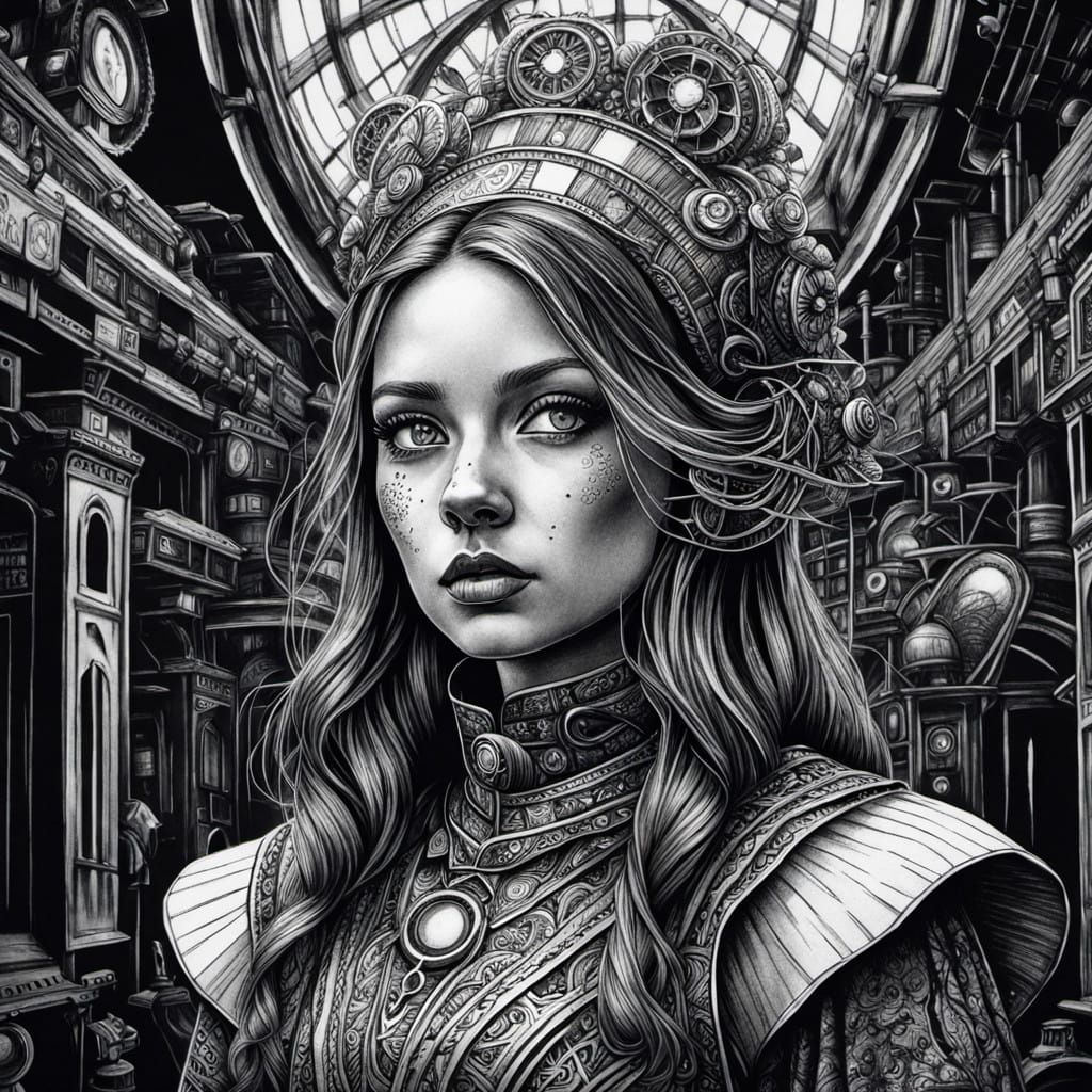 Futuristic Alice in Wonderland: Victorian Charm Meets Modern...