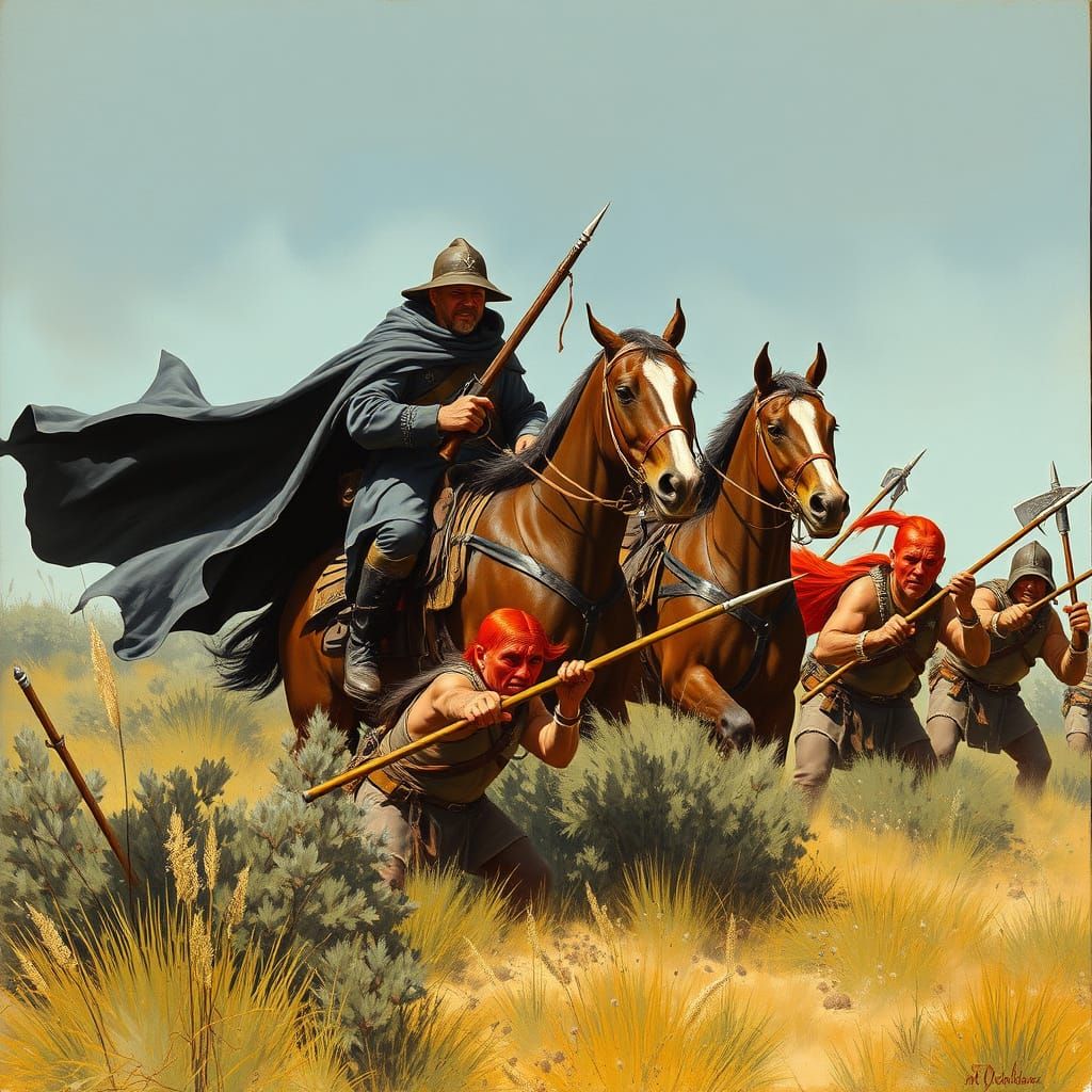 Daring Cavalry Ambush in Frazetta-Inspired Fantasy Art
