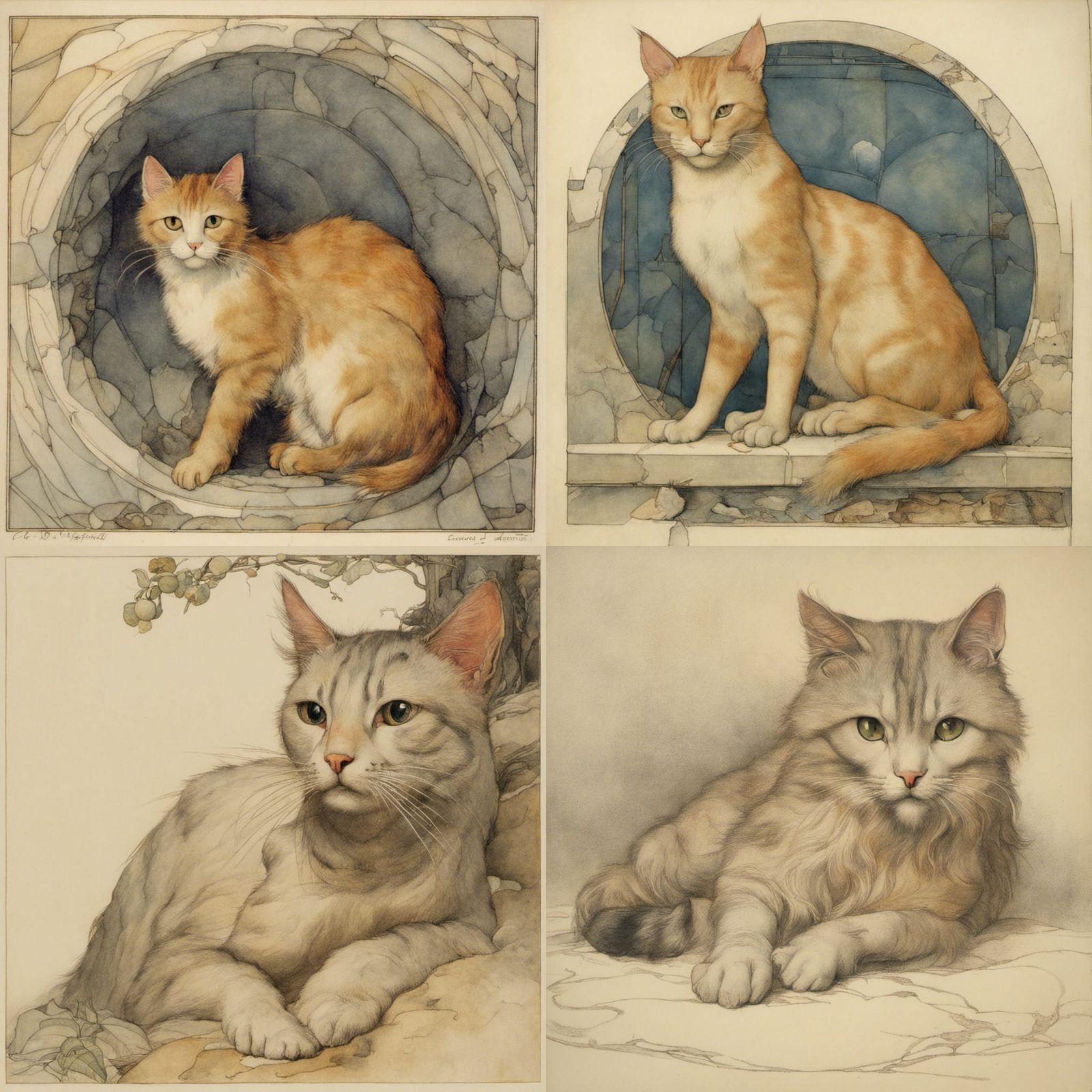 Elegant Feline Portrait Inspired by Book Illustration