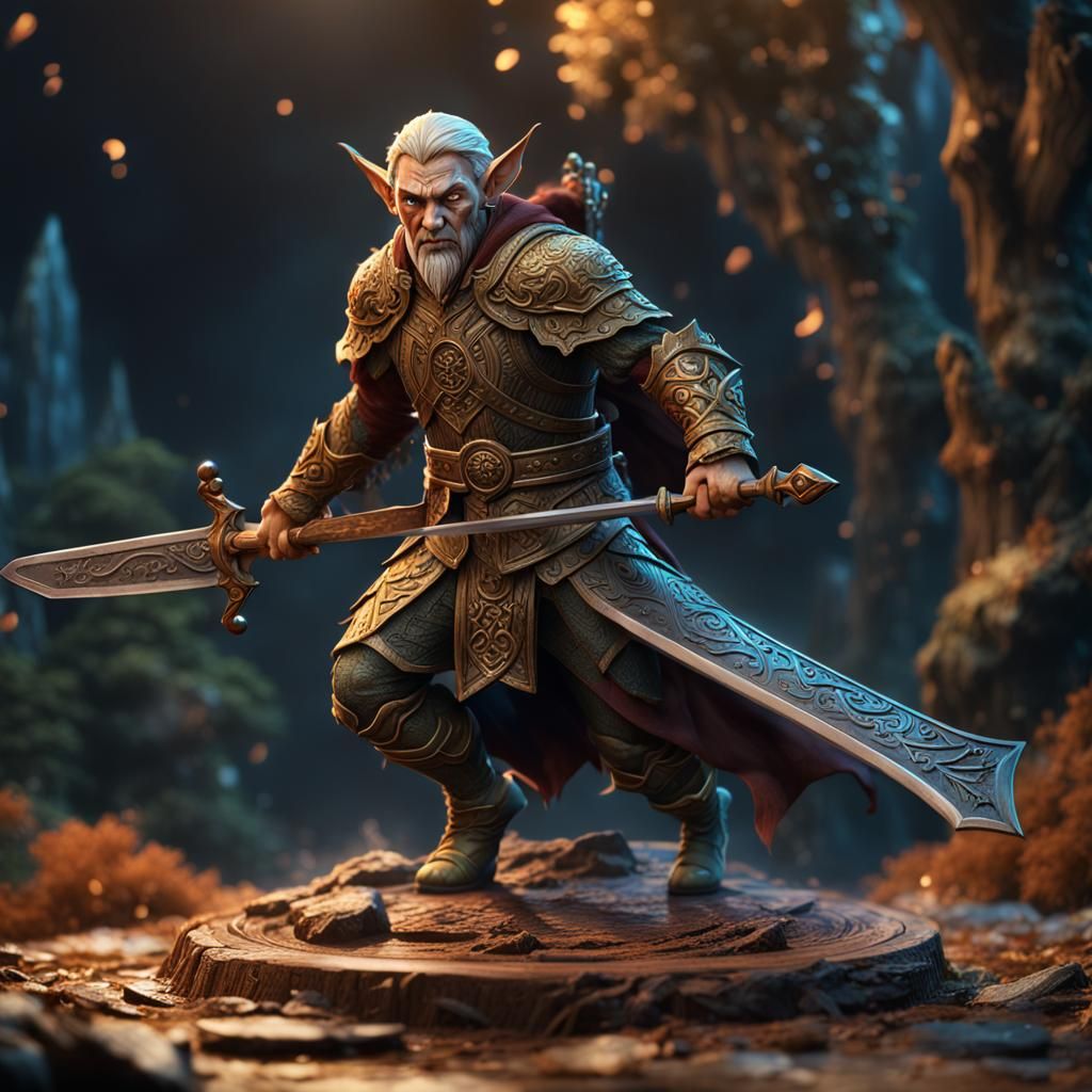 Heroic Elf Figurine in Detailed Matte Painting