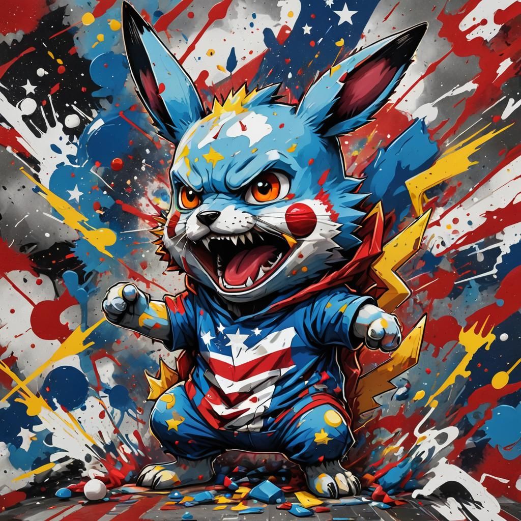 Graffiti Art: Pikachu Wolf Super Saiyan Fusion